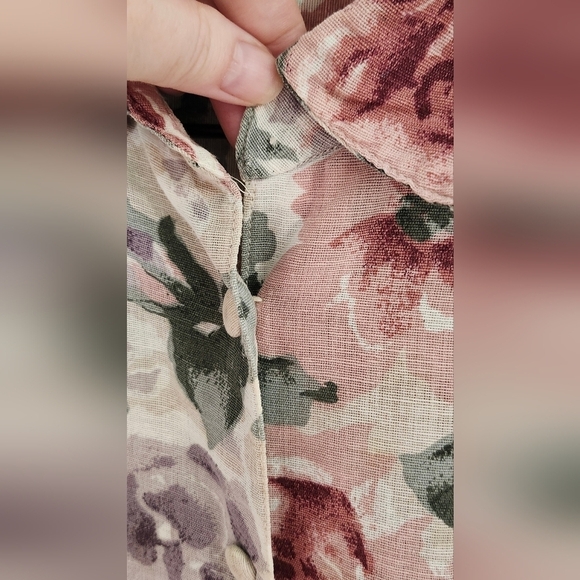 Weathervane Top Women's Size Large Mauve Purple Floral Linen Blend Tapestry - Picture 4 of 7